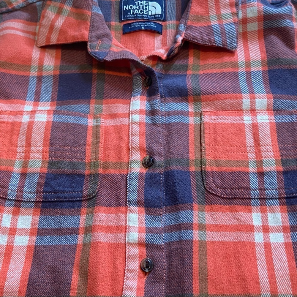 The North Face Women’s Fair Acres Button Down Plaid - Orange and Blue - Picture 7 of 10